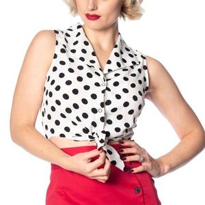 Banned Retro Black Polka Dot Love Tie Up Crop Top